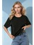 Kadın Pamuklu Basic Bisiklet Yaka T-Shirt Black 1