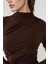 Kadın Drape Detaylı Midi Elbise Kahverengi 5