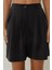 Kadın Pileliı Yüksek Bel Rahat Kesim Lyocell Şort Black 3