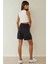 Kadın Pileliı Yüksek Bel Rahat Kesim Lyocell Şort Black 5