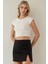 Kadın Drape Detaylı Mini Şort Etek Siyah 4