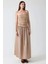 Kadın Straplez Drapeli Maxi Elbise Brown 5
