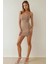 Kadın Dokulu Kare Yaka Bodycon Mini Elbise Bej Doğal 2