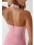 Kadın Kare Yaka Fitted Dokuma Mini Elbise Pink 3