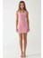 Kadın Kare Yaka Fitted Dokuma Mini Elbise Pink 6