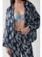 Kadın Baskılı Saten Pijama Takımı Lacivert 3