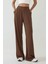 Kadın Wide Leg Dokulu Örme Pantolon Brown 1