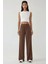 Kadın Wide Leg Dokulu Örme Pantolon Brown 4