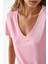 Kadın Soft Touch V Yaka Kısa Kollu Modal Karışımlı Tişört Busem Collection Karanfil Pembesi 3