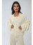 Kadın Dokulu Düğmeli Triko Hırka Fildişi Doğal 2