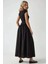 Kadın KayıkYaka A-Form Fit Maxi Örme Elbise Black 4