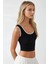 Kadın Fitted Crew Yaka Kontrast Tank Top Busem Collection Siyah 1