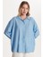 Kadın Regular Fit Uzun Kollu Sırt Bağlama Detaylı Mavi Gömlek 4