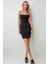 Kadın Kare Yaka Bodycon Sandy Mini Elbise Siyah 1