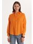 Kadın Slim Fit Dar Kesim Uzun Kollu Klasik Yaka Turuncu Gömlek 1