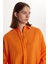 Kadın Slim Fit Dar Kesim Uzun Kollu Klasik Yaka Turuncu Gömlek 2