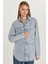 Kadın Regular Fit %100 Pamuk Uzun Kollu Mavi Denim Gömlek 1