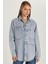 Kadın Regular Fit %100 Pamuk Uzun Kollu Mavi Denim Gömlek 4