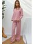Kadın Çizgili Pamuklu Pijama Takımı Red 2