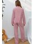 Kadın Çizgili Pamuklu Pijama Takımı Red 4