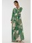 Kadın Baskılı Uzun Kol Viskon Modest Elbise Adaçayı Yeşili 2