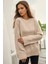 Kadın Kalın Örgü Düz Yaka Kazak Natural 5