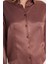 Kadın Slim Fit Dar Kesim Uzun Kollu Klasik Yaka Saten Gül Kurusu Gömlek 3