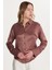 Kadın Slim Fit Dar Kesim Uzun Kollu Klasik Yaka Saten Gül Kurusu Gömlek 4