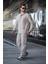 Boyalı Gri Rahat Kesim Erkek Keten Gömlek Pantolon Takım E7327 1