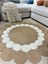 Hasır Jüt Çiçek Desenli Kilim Halı 2