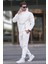 Ekru Erkek Kapüşonlu Paçası Lastikli Eşofman Takımı 7045 1