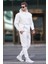 Ekru Erkek Kapüşonlu Paçası Lastikli Eşofman Takımı 7045 2