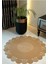 Bej Jüt Hasırlı El Örgüsü Oval Kilim Halı Modern Dekoratif Tasarım 1