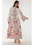 Kadın Baskılı Uzun Kol Kemerli Modest Elbise Multicolor 1