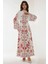 Kadın Baskılı Uzun Kol Kemerli Modest Elbise Multicolor 4