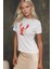 Kadın Kadın Bisiklet Yaka Kısa Kollu Önü Baskılı Pamuklu T-Shirt Çok Renkli 4