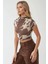 Kadın Baskılı Slim Fit Bisiklet Yaka Crop Top Çok Renkli 3