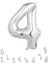 Rakam Folyo Balon 4 Gümüş Renk 80 cm - 32" 1
