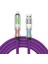 240W 4'ü 1 Arada Type-C / Usb-A / Lightning Mor Silikon Şarj ve Data Kablosu 3