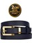 %100 Hakiki Deri Gold Renk Takım Köprülü Lacivert Kadın Kemeri 2cm Bütün Kıyafetlere Uyar_byk-Gold 1