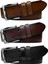 %100 Hakiki Deri, Çift Dilli 3'lü Set 4.5 cm Kot Kemeri Siyah, Koyu Kahverengi, Tosado=3.lü-Çift.dl 1