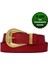 %100 Hakiki Deri, Büyük Gold Tokalı, Metal Köprülü Kırmızı Kadın Kot Kemeri 4 Cm=an-Byn-65 1