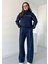 Biyeli Geniş Paça 3 Iplik Şardonlu Oversize Fermuarlı Eşofman Takım 1