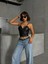 Siyah Renk Suni Deri Crop 1