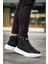BA0321 Gizli Bağcıklı Erkek Yüksek Taban Siyah Beyaz Spor Bot 3
