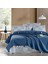 | %100 Pamuk Indigo Ponponlu Çift Kişilik Pike Takımı 3 Parça (Pike,çarşaf,yastık Kılıfı) 1