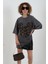Antrasit Leopar Baskılı Soluk Efektli Oversize Tshirt 1