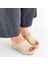 Tlay Bej Hasır Dokumalı Dolgu Topuk Terlik 4