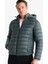 Su İtici Slim Fit Dar Kesim İç Cep Detaylı Kapüşonlu Fermuarlı Cepli Şişme Mont N4661AZ25AU 1