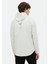 Beyaz Regular Fit Kapüşonlu Casual Dokuma Mont 5